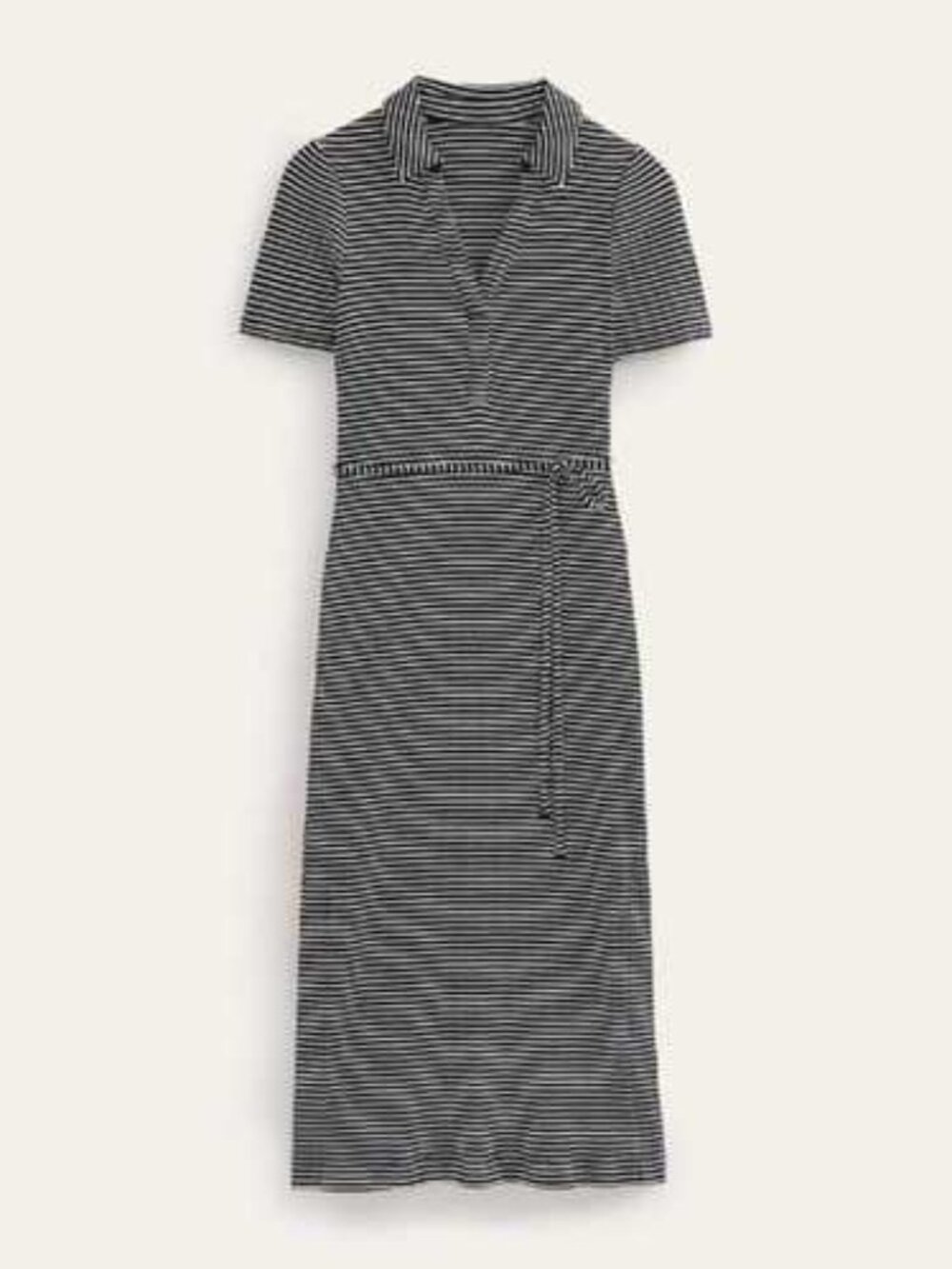 Boden Ribbed Jersey Black & White Stripe Knit Midi Dress